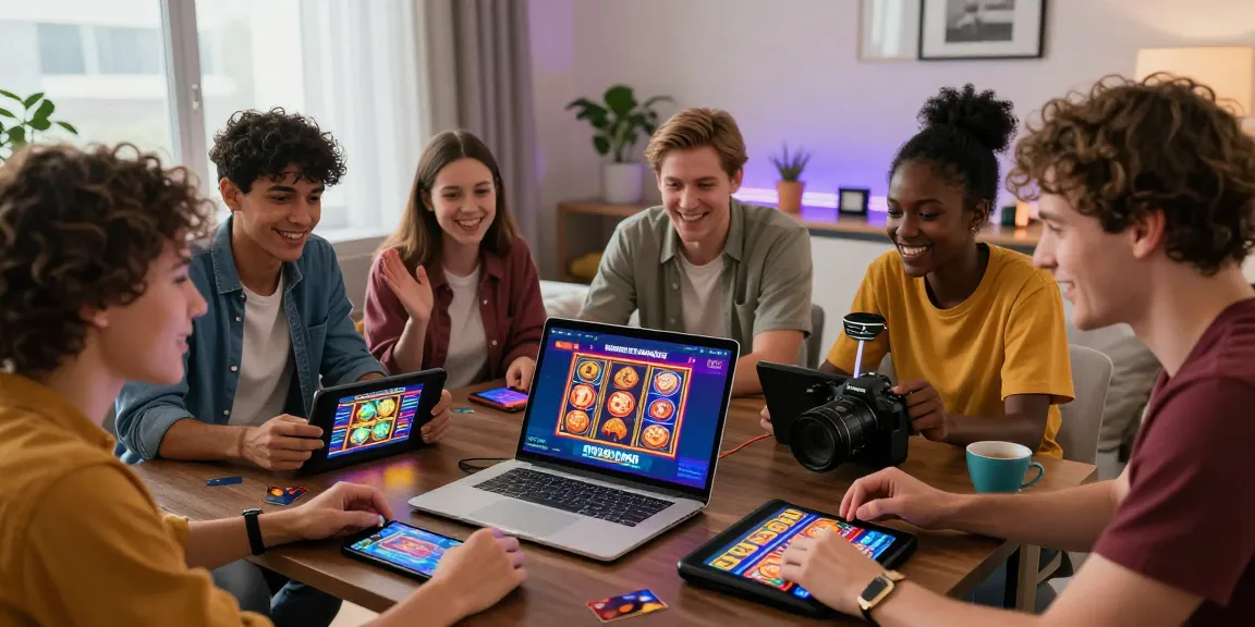 Friends exploring the best credit card casinos at https://mhfe.org.uk, enjoying a lively online gaming experience.