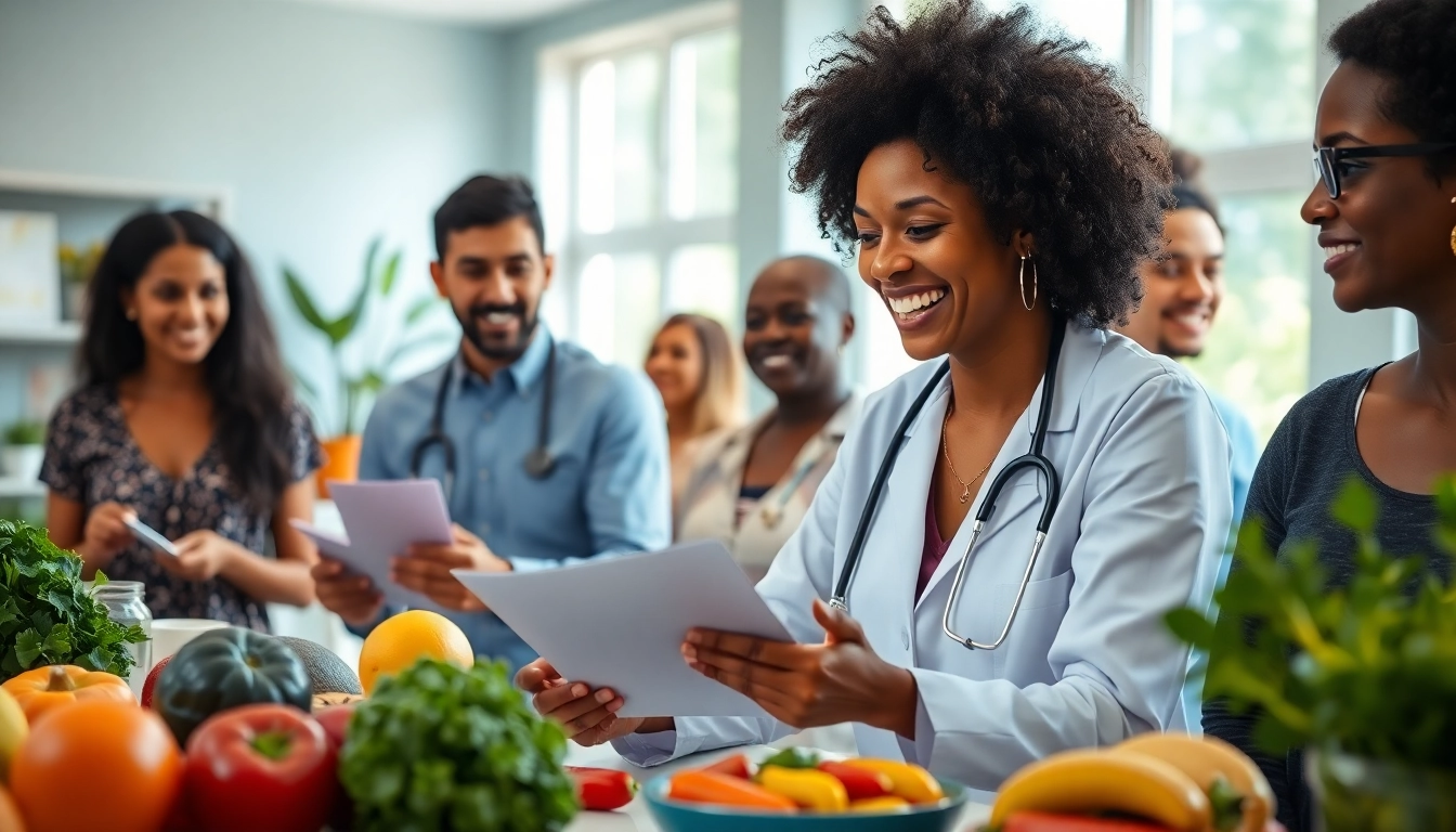 Engaging scene of health discussions between a nutritionist and a client promoting health and wellness.
