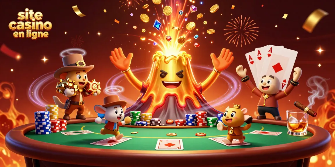 Profitez de l'excitation d'un site casino en ligne où un volcan doré émet des trésors et des jeux captivants.