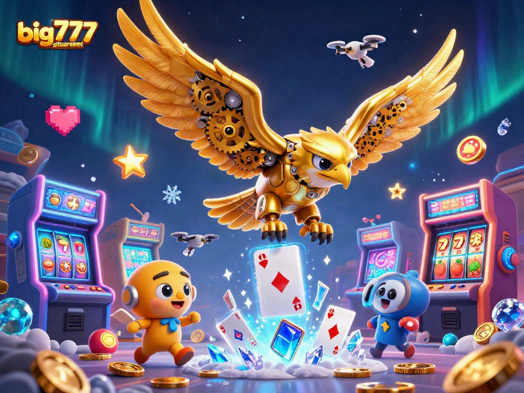 Engage in thrilling gameplay at big777situsresmi with a vibrant casino scene filled with holographic playing cards and dynamic elements.