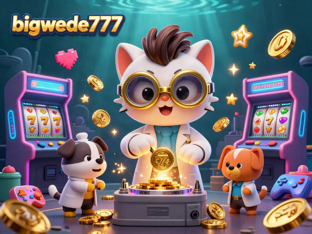 Experience the excitement of bigwede777 with a vibrant casino-themed illustration featuring gaming elements and characters.