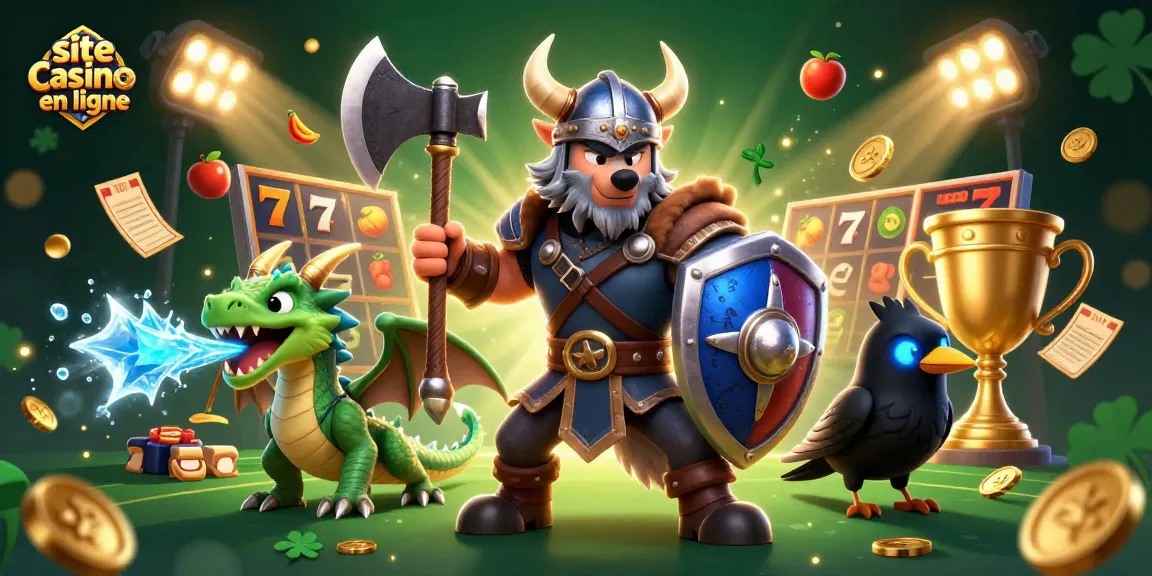 Joue au site casino en ligne avec un guerrier loup viking, dragon et éléments de machines à sous
