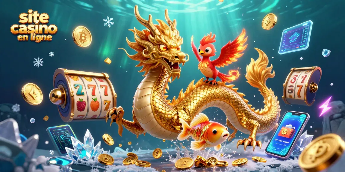 Plongez dans l'univers du site casino en ligne avec ce dragon doré et son phénix enflammé.