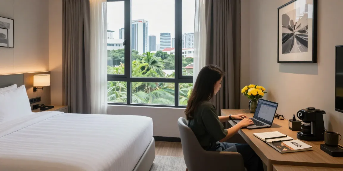 Experience the comfort of ROKOK88 with serene hotel room ambiance in Kebayoran Baru.