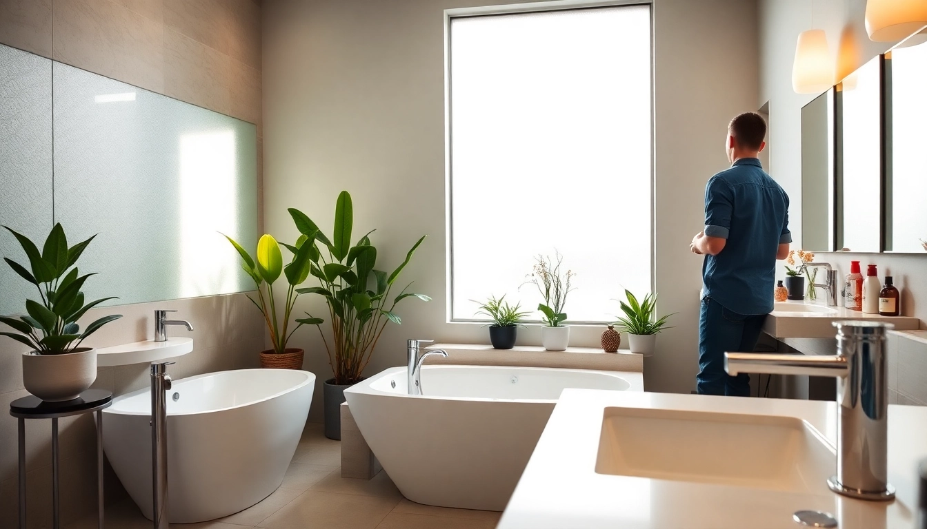 Bathroom remodelers showcasing an elegant bathroom redesign with modern fixtures and a fresh atmosphere.