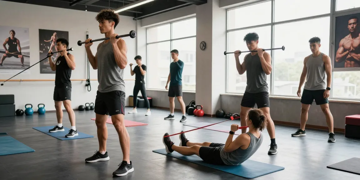 Active scene showcasing Unique Pharma Steroid Shop fitness enthusiasts working out in modern gym