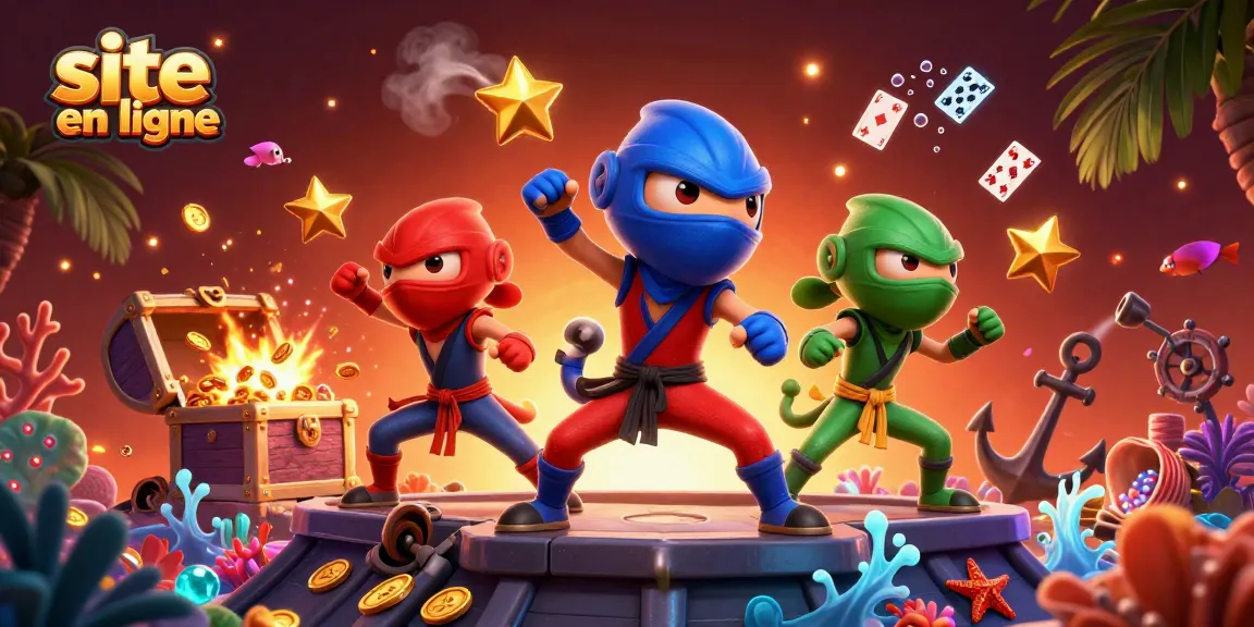Découvrez le site casino en ligne avec des chameaux ninjas et des éléments de jeu immersifs en illustration 3D.