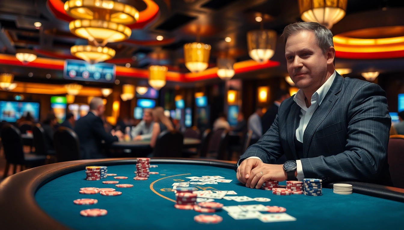 Pakde4d – Dealer at a vibrant poker table with colorful chips and cards.
