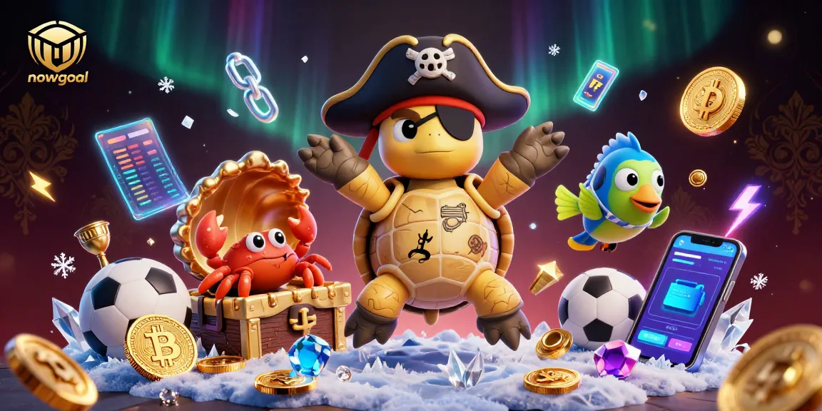 Experience real-time betting action with nowgoal, featuring a pirate turtle and vibrant casino elements.