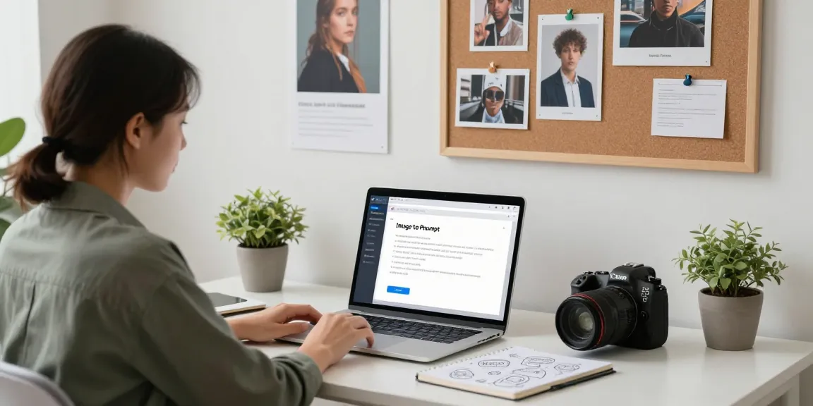 User generating AI prompts from images in a modern digital workspace, utilizing the image to prompt tool for creative inspiration.