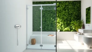 Installer facilement la paroi de douche 150x200 en verre clair à la salle de bain moderne.