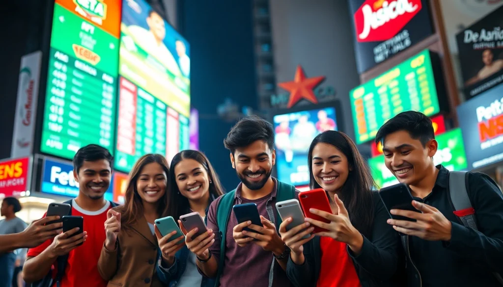 Engaging scene of sports betting Mexico with young adults discussing bets during a night out.