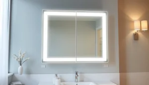 Optimized spiegelschrank led with elegant design and integrated lighting in a modern bathroom.