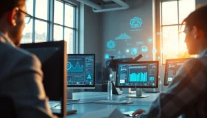 Experience the advanced capabilities of Gemini 3 Pro in a dynamic tech workspace, showcasing innovative AI interactions.