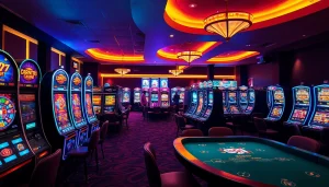 Explore o cassino online com máquinas de caça-níqueis vibrantes e mesas de jogos interativas.