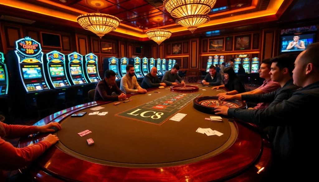 Join the excitement at lc88.com with vibrant casino tables and eager gamblers.