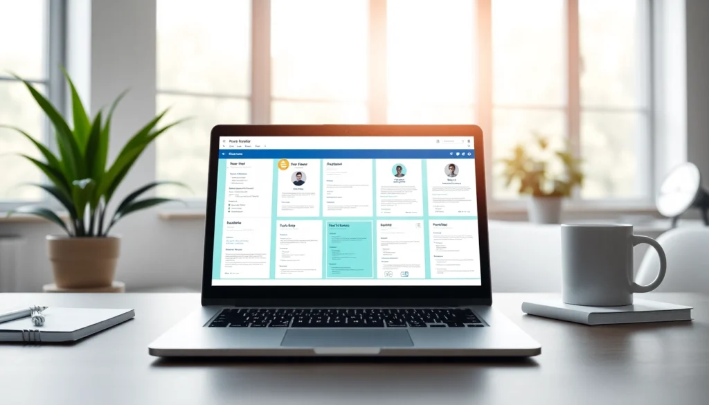 Efficient Resume Builder interface on a laptop showcasing user-friendly templates.