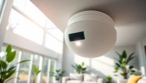 Install a durable smoke detector battery for enhanced safety in a modern living room.