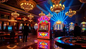 Play the exciting Olympus slot game at a luxurious casino, engaging players and vibrant atmosphere.