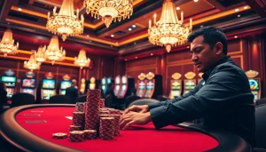 Players enjoy the thrilling atmosphere at Gopay88's casino, focusing on poker chip strategies.