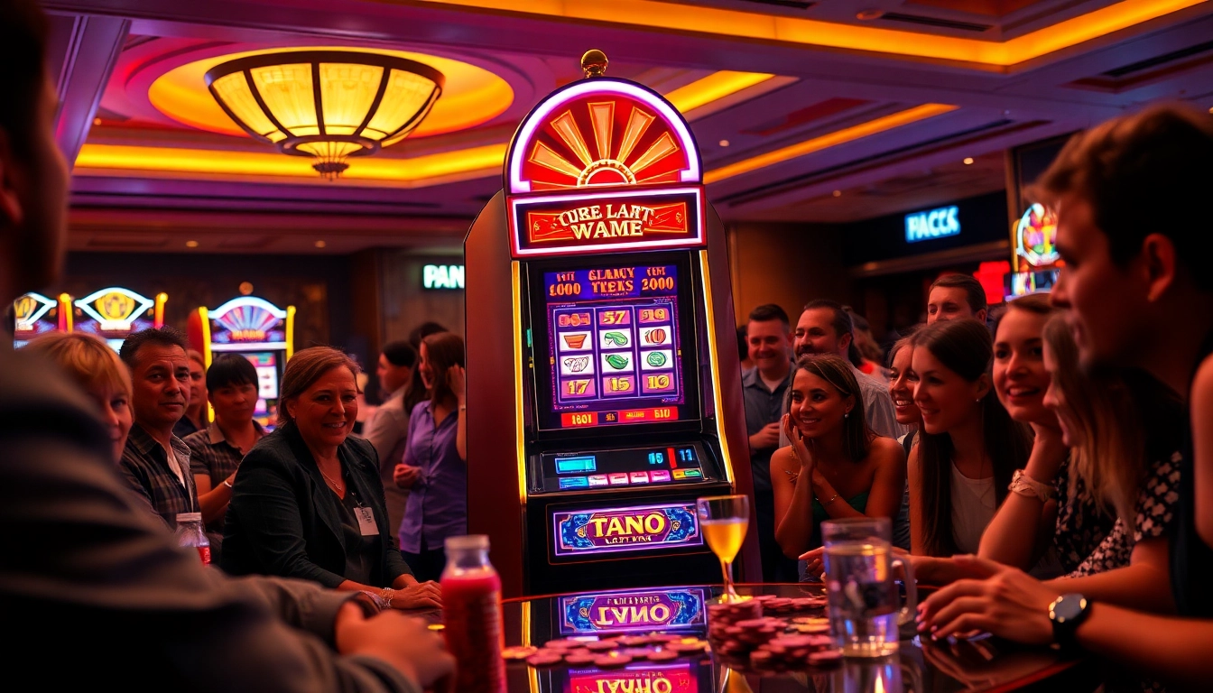 Menangkan permainan slot deposit 1k dengan mesin slot berwarna cerah dan pemain bersemangat.