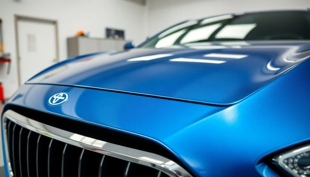 PPF Chattanooga application on a sleek car in a modern garage, highlighting the protective film's shine.