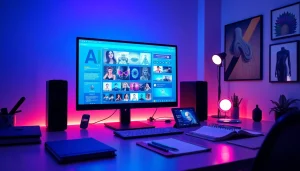 Innovative workspace showcasing NSFW AI content generation technology in a modern environment.