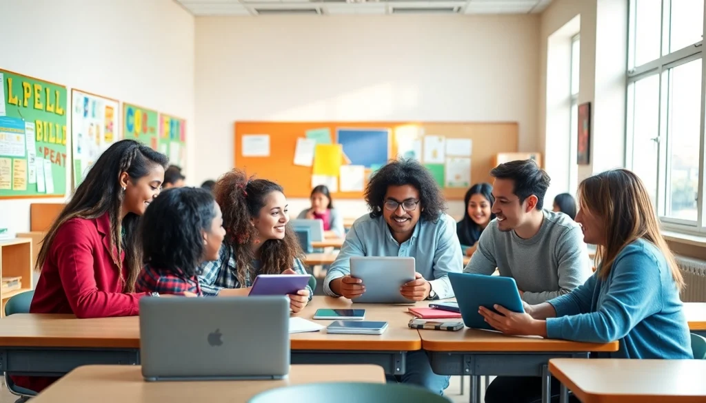 Engaging classroom scene highlighting education, diversity, and collaboration among students.