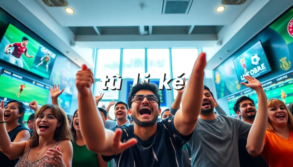 Exciting scene showcasing fans engaging in tỷ lệ kèo for live football betting.
