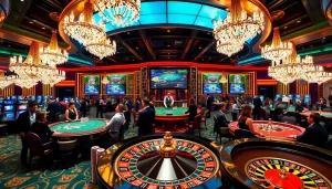L'excitation du meilleur casino en ligne France mise en valeur avec des jetons de poker et une partie de roulette animée.