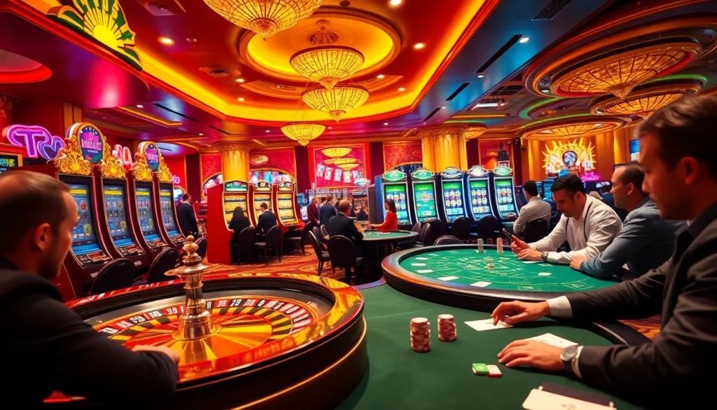 Vivez l'excitation du meilleur casino en ligne France avec des joueurs autour de tables de poker luxueuses.