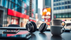 Experience unique sound with Bone X1 Bone Conduction Headphones shown in a modern workspace.