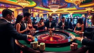 Des joueurs profitant de la roulette au meilleur casino en ligne france, capturant l'excitation et la sophistication.