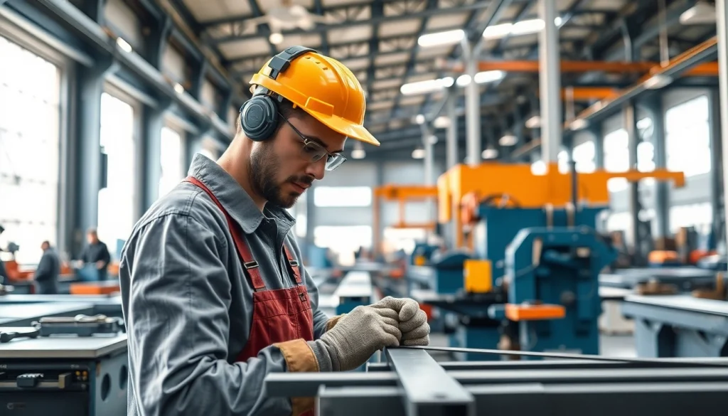 Engaged in sheet metal training, a professional craftsman demonstrates precise metalwork techniques.