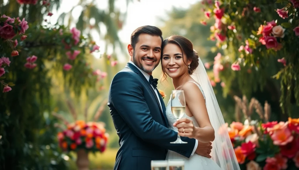 Captured moment of wedding photography showcasing a couple celebrating their love amidst nature.