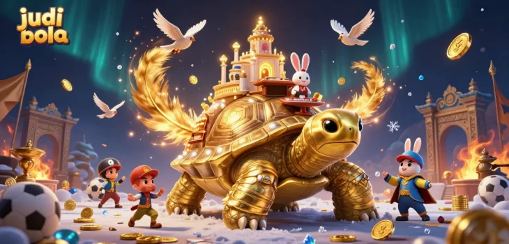 Experience thrilling judi bola action with our vibrant casino scene featuring a golden tortoise and dynamic elements.