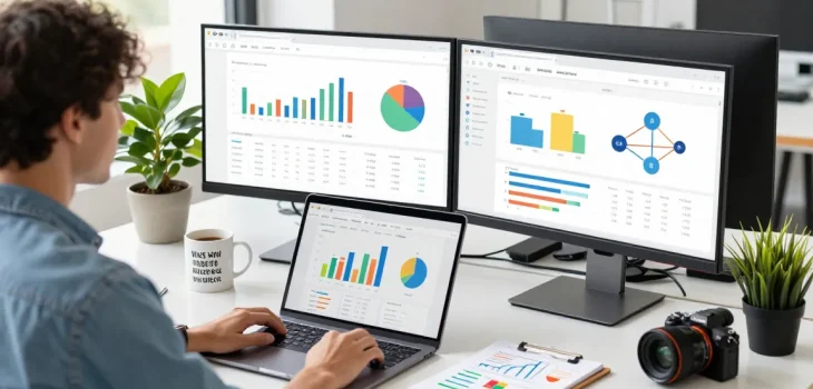 Boosting website performance with Homge page links for boost analysis in a vibrant office setting.