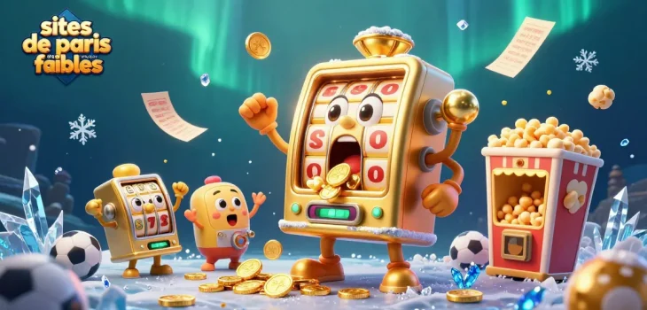 Lors d'une victoire surprise, les sites de paris sportif fiables brillent d'or avec des machines à sous aux confettis et trophées.