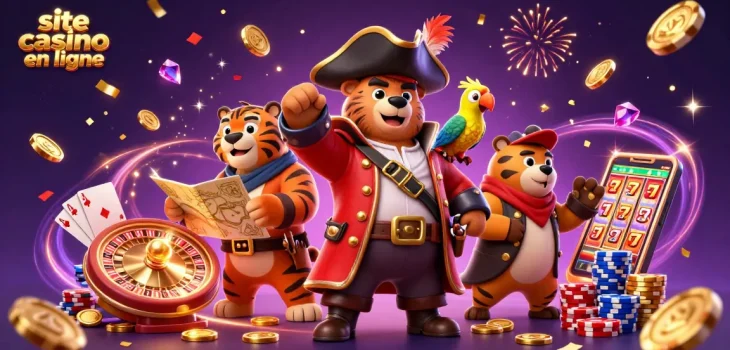 Jouer sur un site casino en ligne avec des jackpots et des gains éclatants, scène festive remplie de richesses.